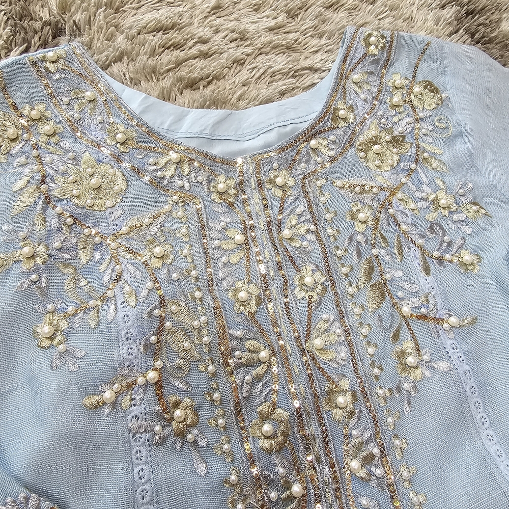 Khadi net kamiz 3pc